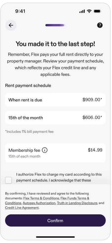 Flex-rent-confirm-payments set up your auto rent payment schedule through Flex available for residents of Boyd Homes communities.